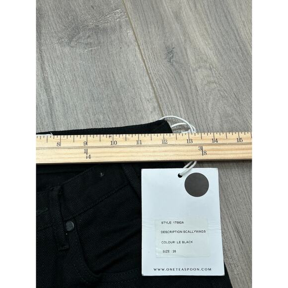 One Teaspoon Women's Black Scallywags Frayed Hem Skinny Jeans Size 26 NWT - Picture 4 of 9